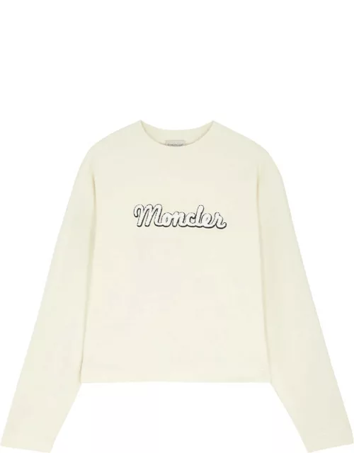 Moncler Logo-appliquéd Cotton Sweatshirt - Off White