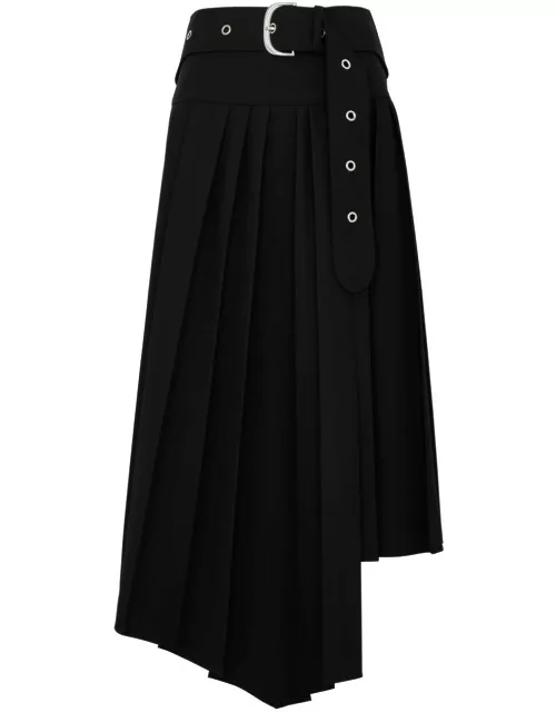Off-white Pleated Twill Midi Skirt - Black
