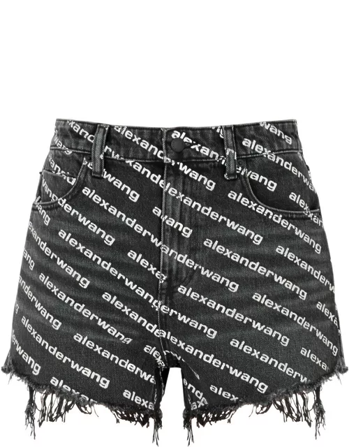 Alexander Wang Bite Logo-print Denim Shorts - Dark Grey