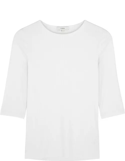 Vince Ribbed Stretch-jersey top - White