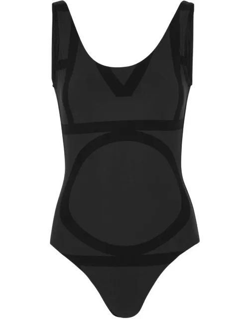 Totême Logo-print Swimsuit - Black