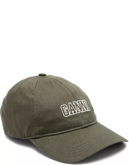 Ganni Logo-embroidered Cotton cap - Khaki