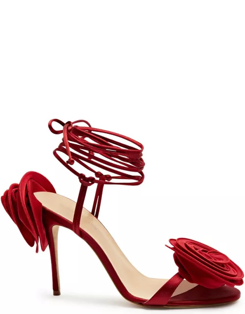 Magda Butrym 100 Flower-embellished Satin Sandals - Red