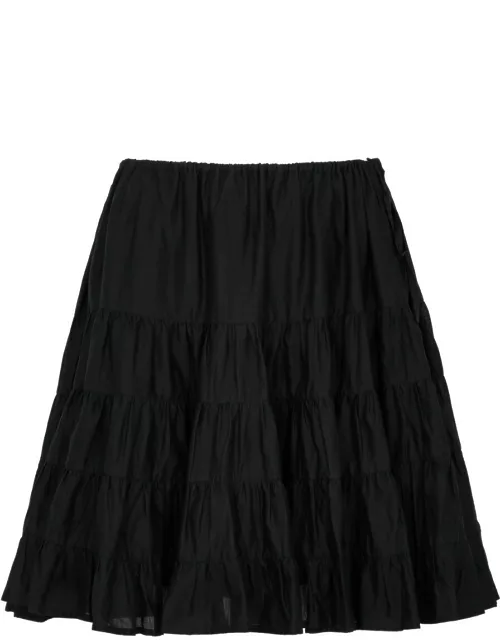 Merlette Hill Tiered Cotton Mini Skirt - Black