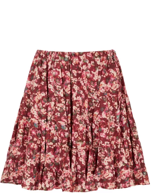 Merlette Hill Floral-print Cotton Mini Skirt - Brown