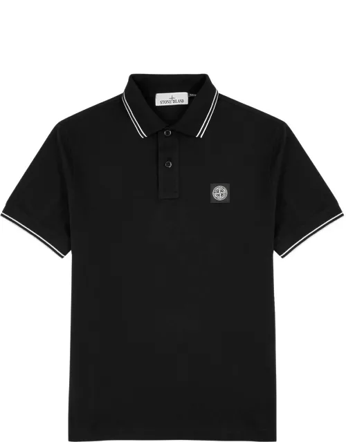 Stone Island Piqué Cotton Polo Shirt - Black