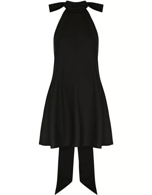 Misha Rue Halterneck Satin Mini Dress - Black
