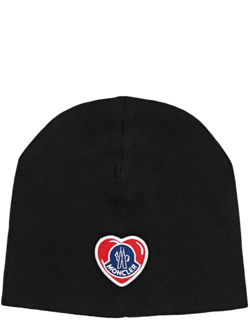 Moncler Logo-embroidered Wool-blend Beanie - Black