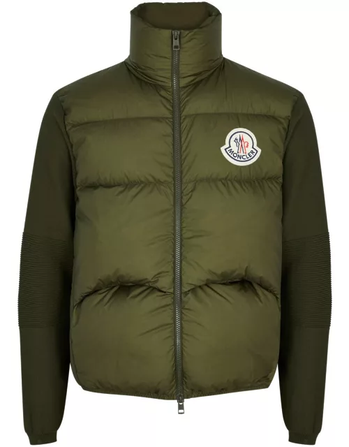 Moncler Quilted Shell and Ribbed-knit Jacket - Khaki - M, Men's Designer Shell Jacket, Male