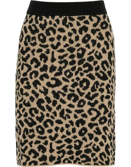 Marella Leopard-intarsia Wool-blend Skirt