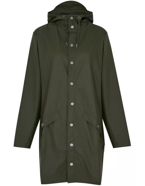Rains Hooded Rubberised Jacket - Dark Green