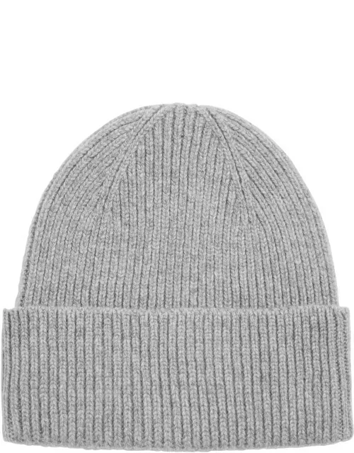 Colorful Standard Ribbed Wool Beanie - Grey