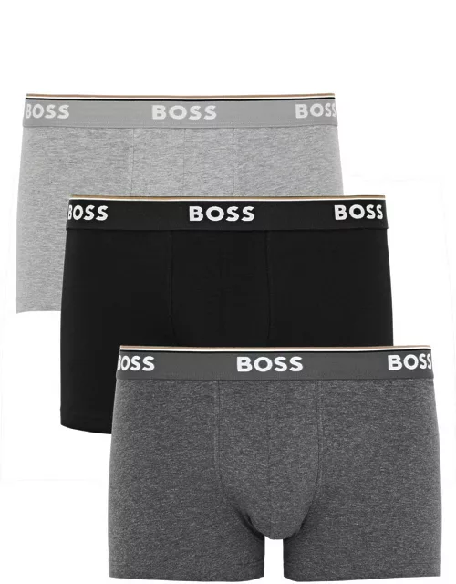 Boss Stretch-cotton Boxer Trunks - set of Three - Grey