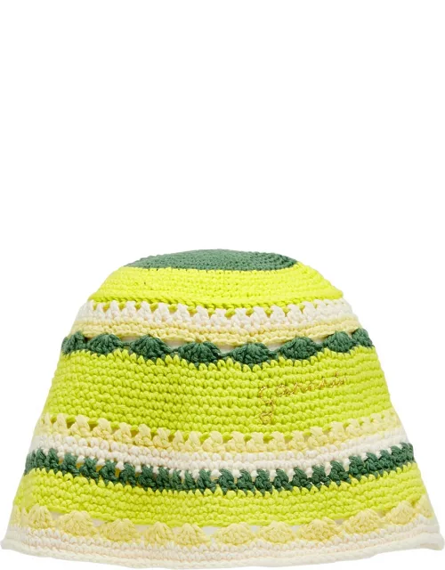 Ganni Crochet Cotton Bucket hat - Green