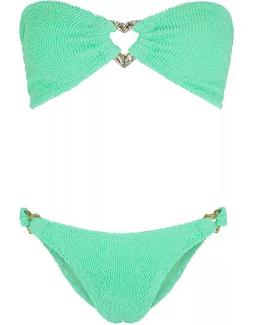 Hunza G Nicole Seersucker Bikini - Lime - One