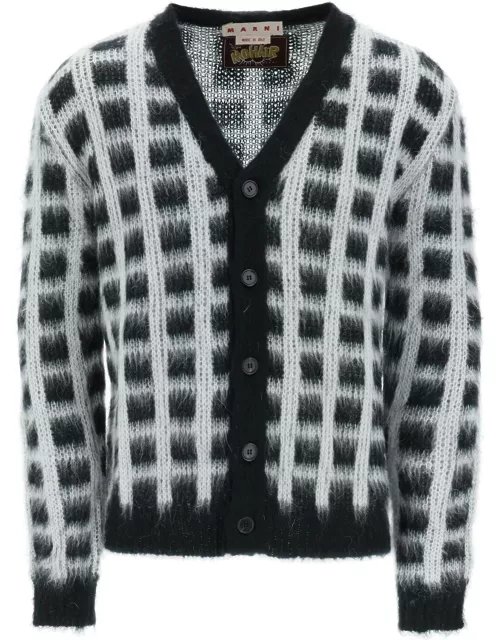 Marni Brushed-yarn Cardigan With Check Pattern