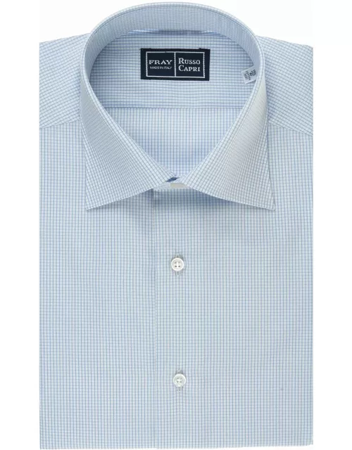 Fray Regular Fit Shirt With Light Blue Micro Check
