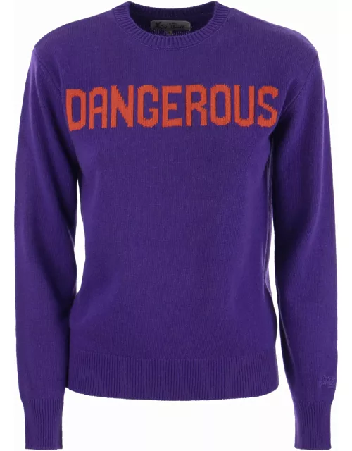 MC2 Saint Barth Wool And Cashmere Blend Jumper With Dangerous Embroidery