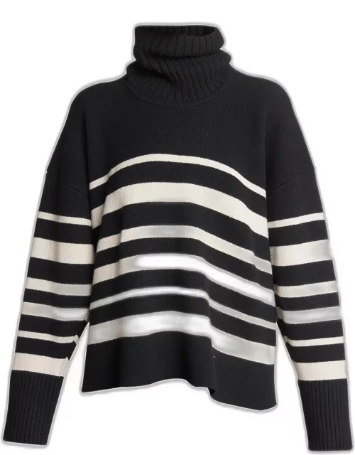 Sandra Stripe Cashmere Wool Turtleneck Sweater