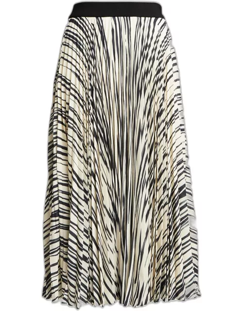 Korine Striped Pleated Midi Pull-On Skirt