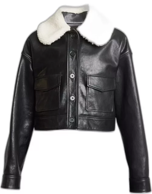 Judd Leather Jacket with Shearling Collar
