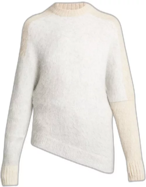 Patti Bicolor Fuzzy Asymmetric Mohair Sweater