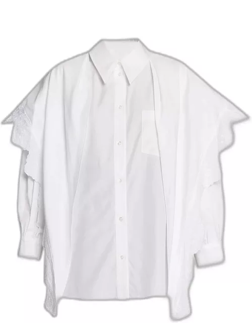 Lace-Overlay Poplin Shirt