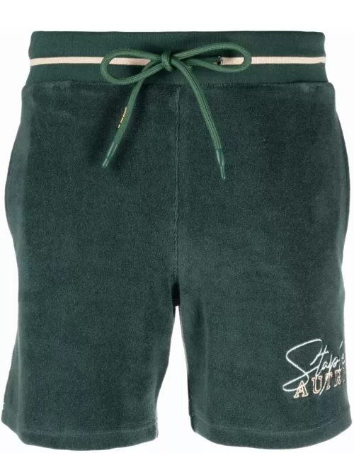 Green sports shorts with Staple embroidery