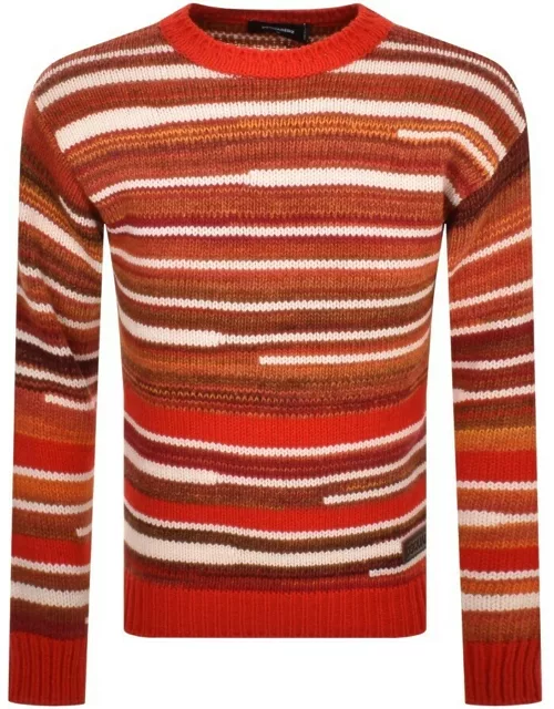 DSQUARED2 Multi Colour Striped Knit Jumper Red