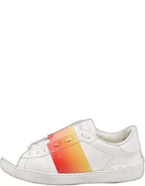 Valentino White Leather Open Low Top Sneaker