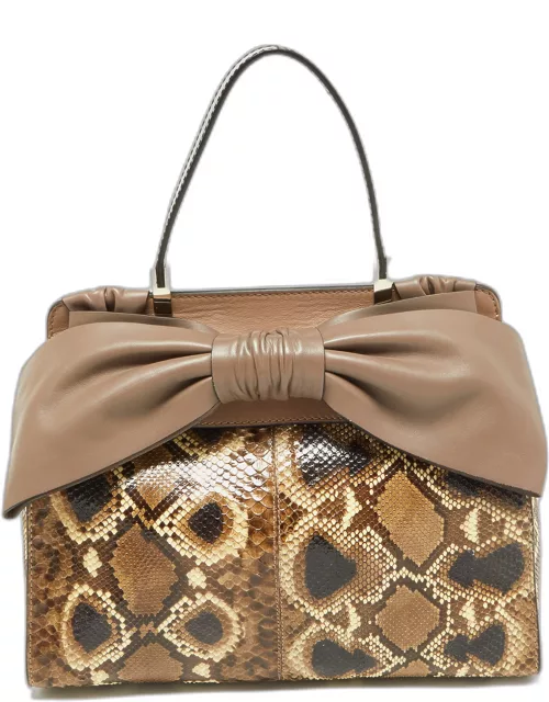 Valentino Beige Python and Leather Aphrodite Bow Bag