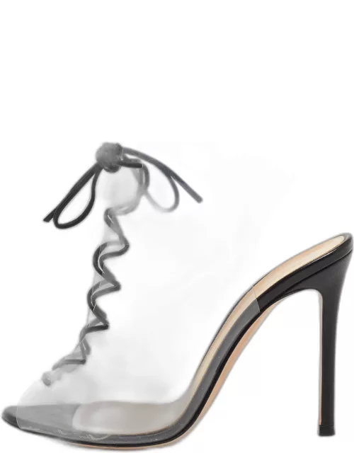 Gianvito Rossi Transparent/Black PVC and Leather Helmut Lace Up Bootie