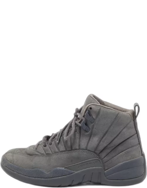 Air Jordans Grey Nubuck Leather High Top Sneaker