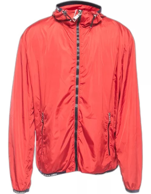 Ralph Lauren Red Nylon Zip Front Hooded Jacket