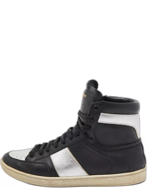 Saint Laurent Black/Silver Leather Court Classic SL/10h High Top Sneaker