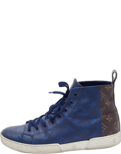 Louis Vuitton Blue/Brown Monogram Canvas High Top Sneaker