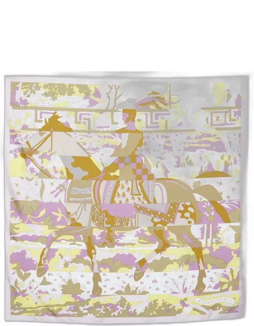 Hermès Multicolor Les Dix Cavaliers Printed Silk Square Scarf