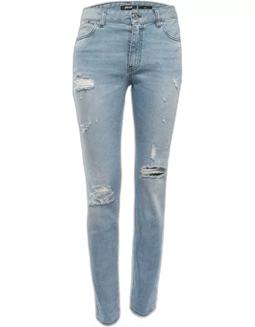 Just Cavalli Blue Distressed Denim Slim Fit Jeans M Waist 29"