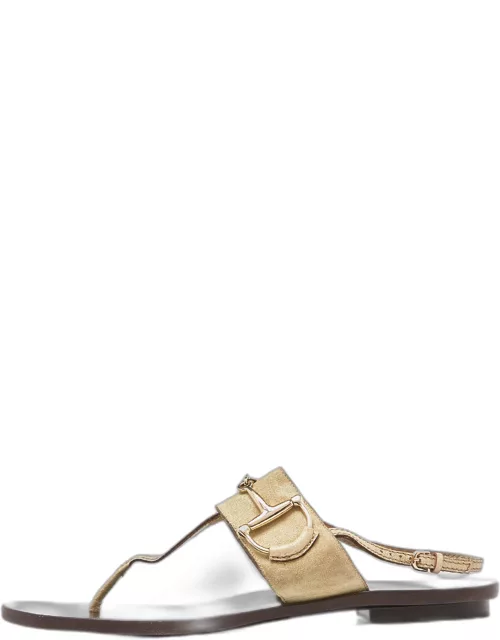 Gucci Grey Suede Thong Slingback Sandal