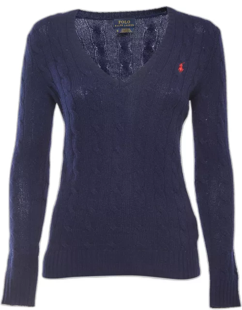 Polo Ralph Lauren Navy Blue Wool V-Neck Sweater