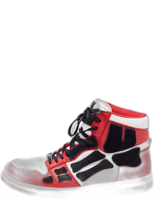 Amiri Red/White Leather Skel High Top Sneaker