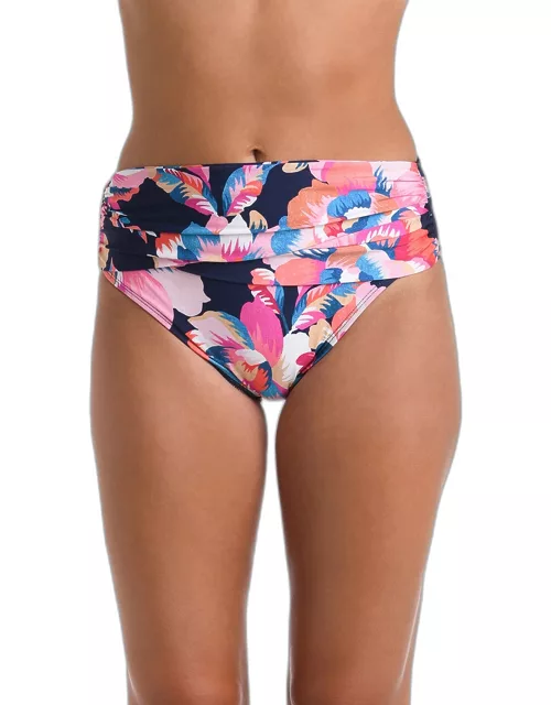 Floral-Print Overlap Sash Bikini Bottom