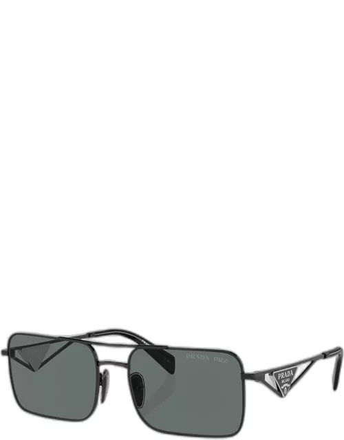 Men's Triangle Logo Steel Rectangle Sunglasse