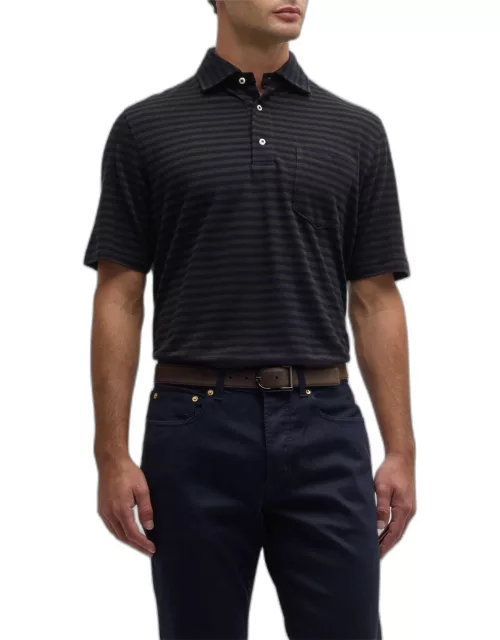 Men's Oxford Striped Pique Polo Shirt