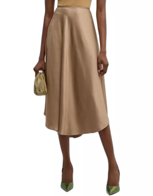 Lightweight Textured Satin Midi Handkerchief Skirt