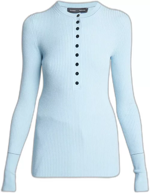 Agnes Ribbed Henley Wool Sweater