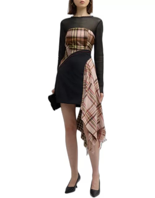 One-Of-A-Kind Long-Sleeve Scarf Mini Dres
