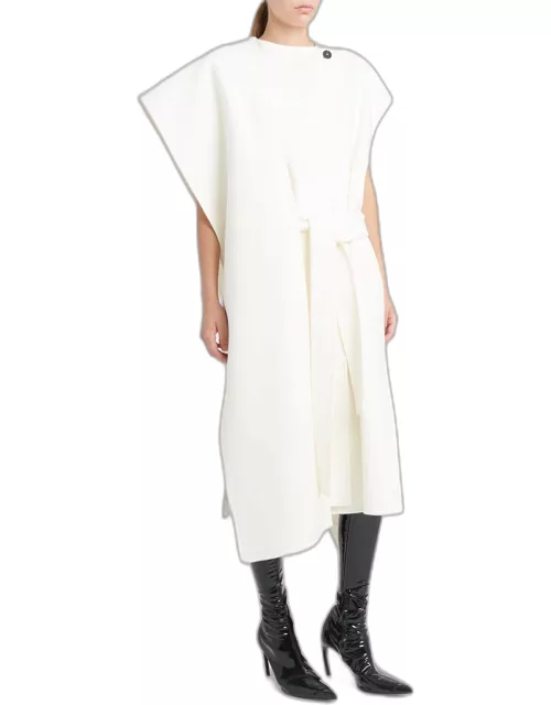 Short-Sleeve Midi Wrap Coat Dres