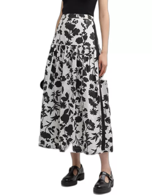 Udente Floral-Print Side-Stripe Tiered Maxi Skirt