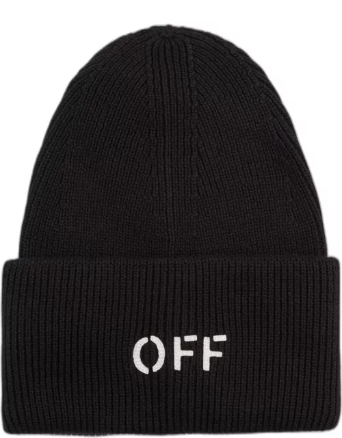 Men's Off Stamp Loose Knit Beanie Hat